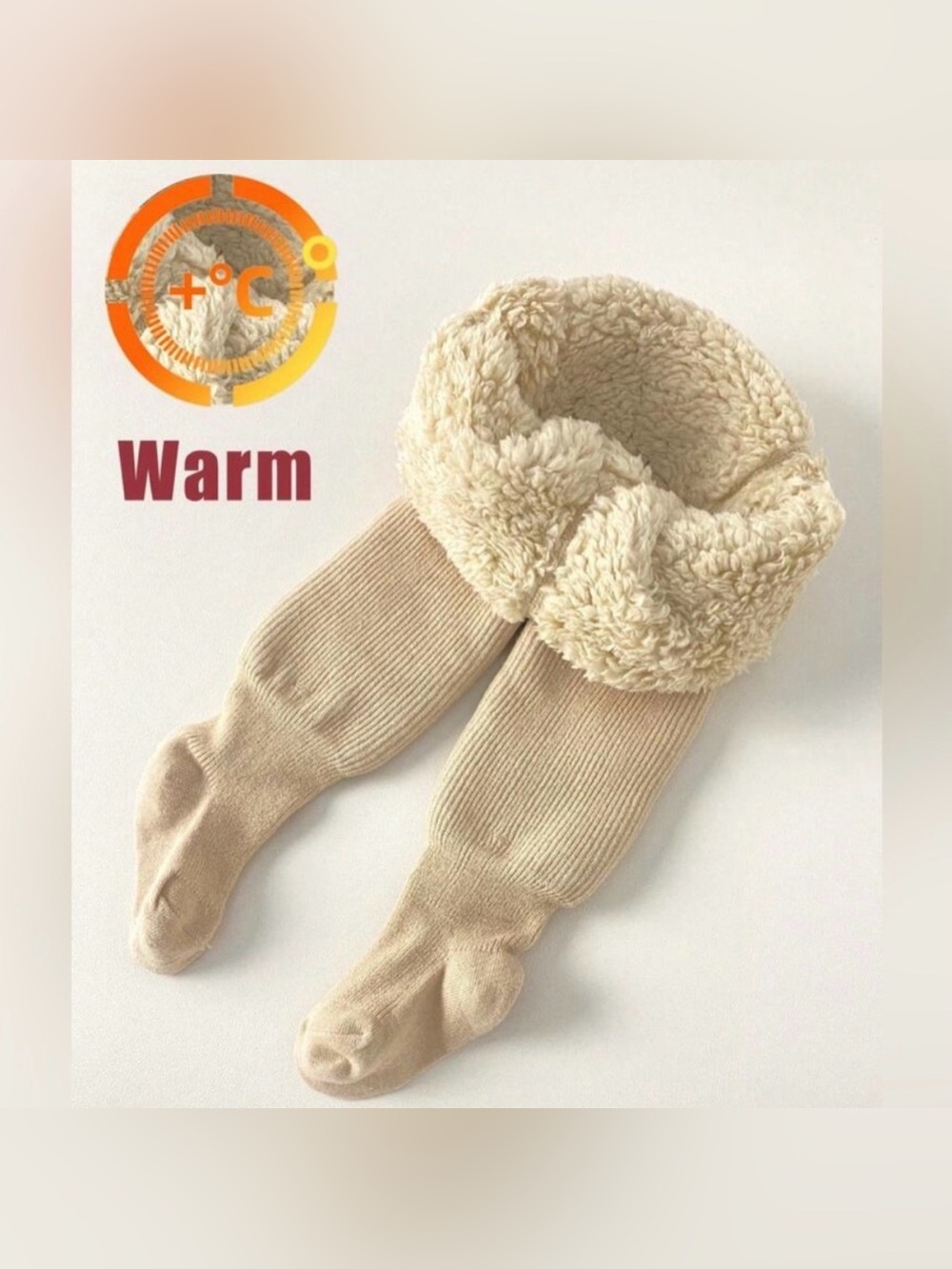 NWOT- Cozy Sherpa-Lined Beige -  Leg Warmers